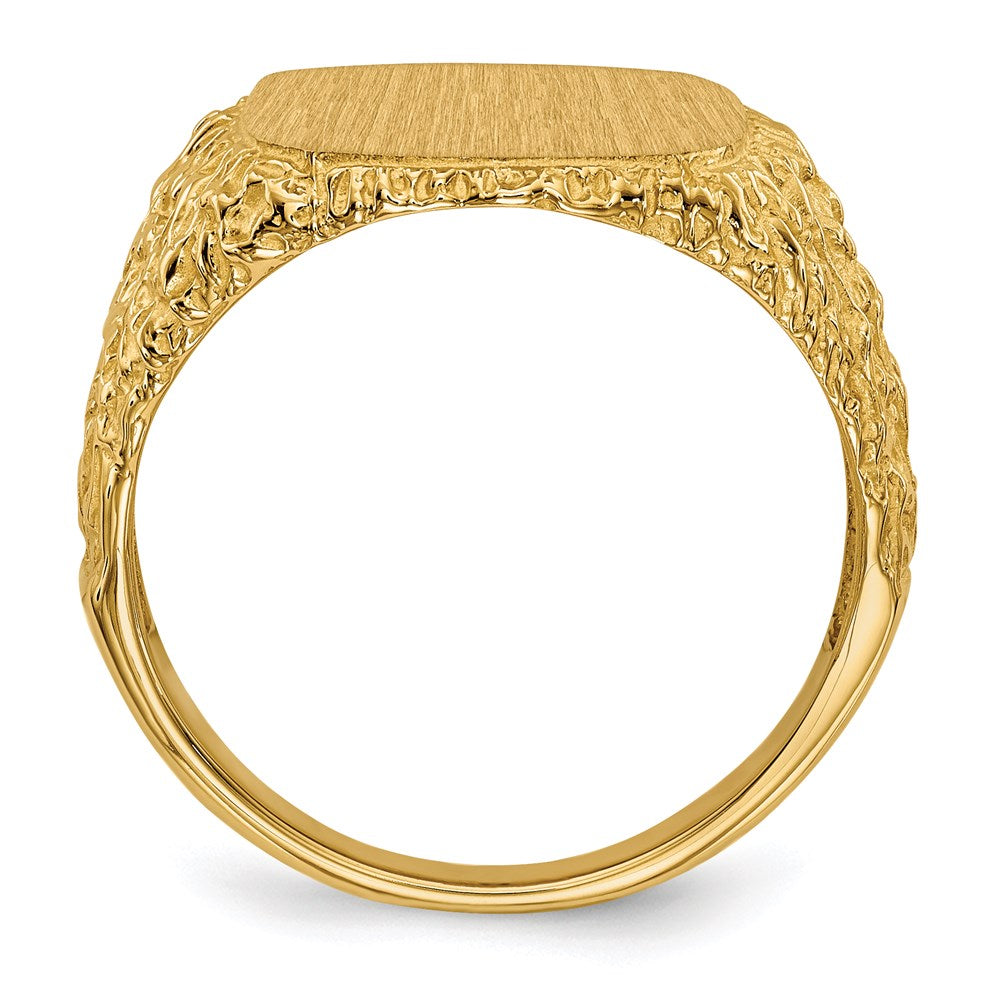14k yellow gold 13 5x13 5mm open back mens signet ring rs385