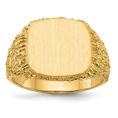 14k yellow gold 13 5x13 5mm open back mens signet ring rs385