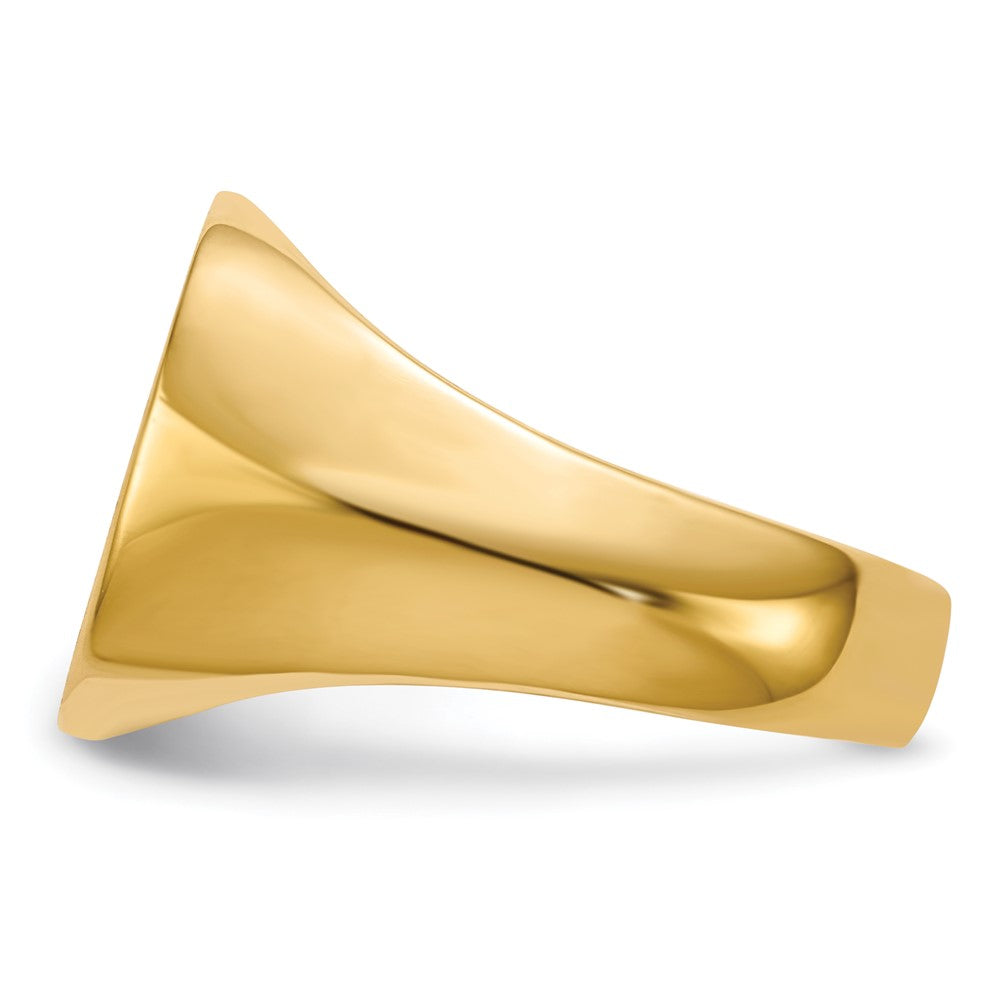 14K Yellow Gold 15.0x15.0mm Closed Back AA Real Diamond Men's Signet Ring