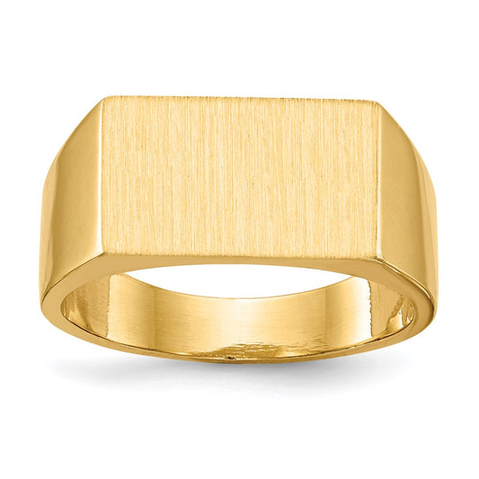 14k yellow gold 9 0x15 0mm closed back mens signet ring rs405