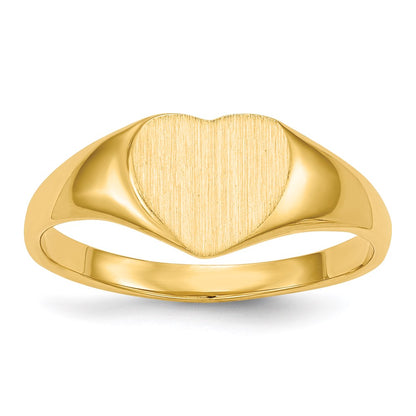14k yellow gold 7 5x8 5mm closed back heart signet ring rs502