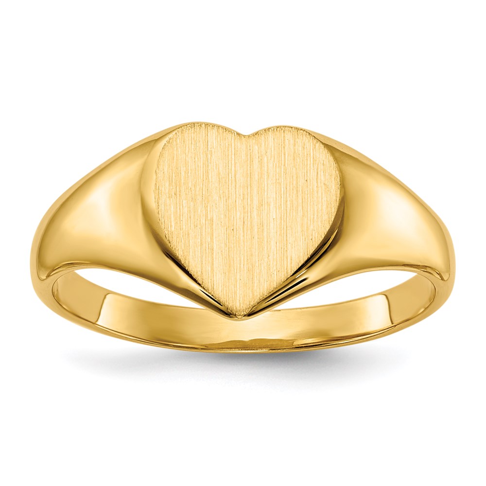 14k yellow gold 9 0x9 0mm closed back heart signet ring rs503