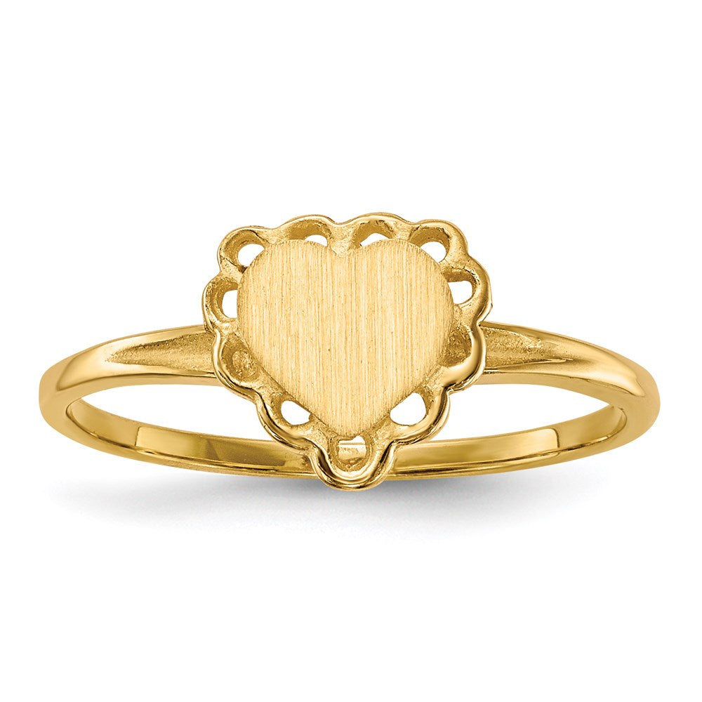 14k yellow gold 6 0x6 5mm open back heart signet ring rs511
