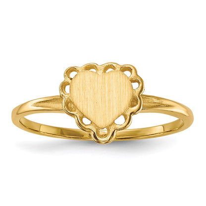 14k yellow gold 6 0x6 5mm open back heart signet ring rs511