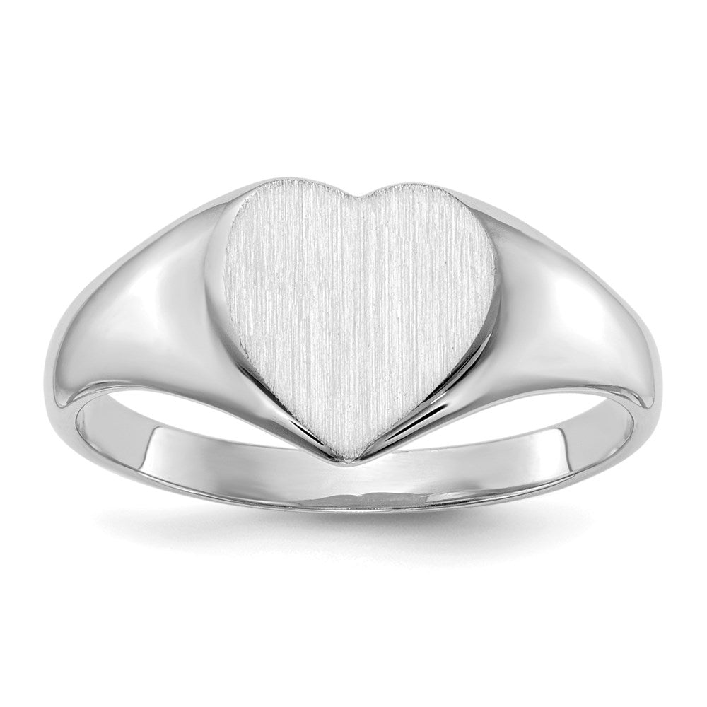 14k white gold 10 0x10 0mm closed back heart signet ring rs589