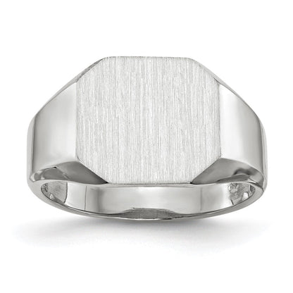 10K White Gold 11.0x10.5mm Closed Back Men's Signet Ring