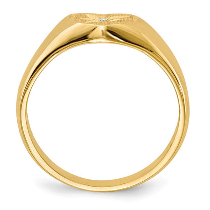 14K Yellow Gold Child's AA Real Diamond Signet Ring
