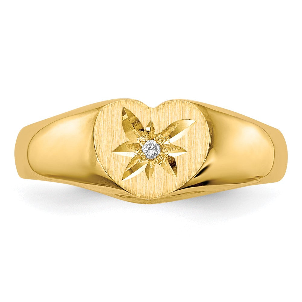 14K Yellow Gold Child's AA Real Diamond Signet Ring