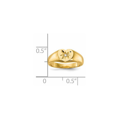 14K Yellow Gold Child's AA Real Diamond Signet Ring