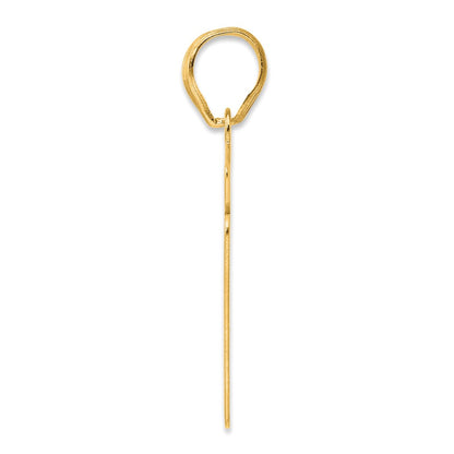 14k Yellow Gold Brushed Border Script Number 57 Pendant