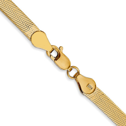 14K Yellow Gold 18 inch 4mm Silky Herringbone with Lobster Clasp Chain Necklace