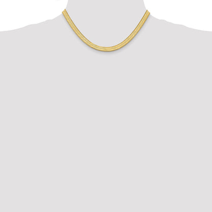 14K Yellow Gold 16 inch 6.5mm Silky Herringbone with Lobster Clasp Chain Necklace