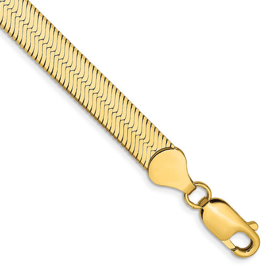 14K Yellow Gold 7 inch 6.5mm Silky Herringbone with Lobster Clasp Bracelet