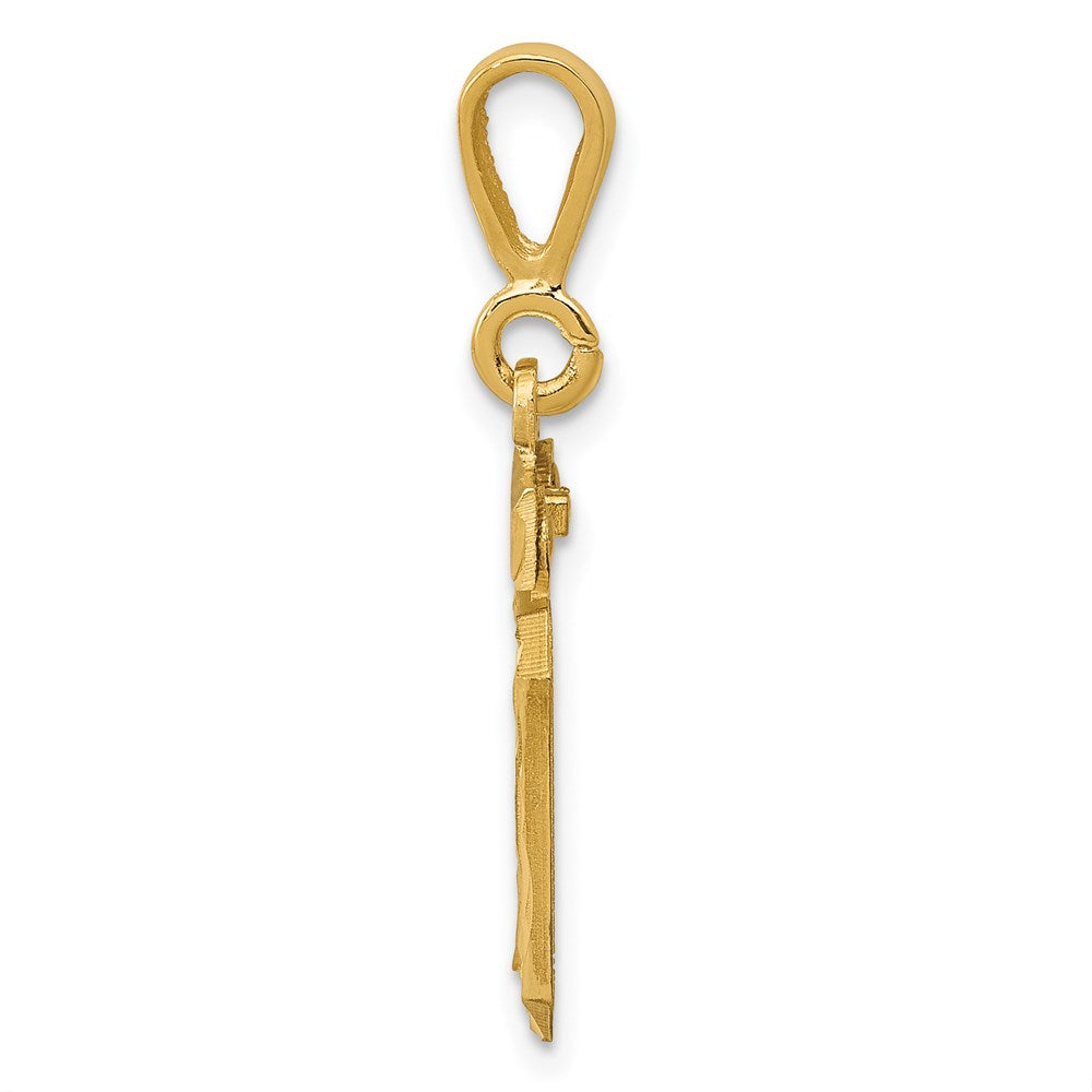 14k Yellow Gold Small Brushed Diamond-cut Number 10 Charm