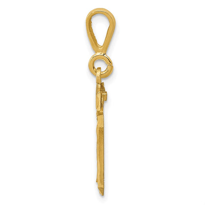 14k Yellow Gold Small Brushed Diamond-cut Number 10 Charm