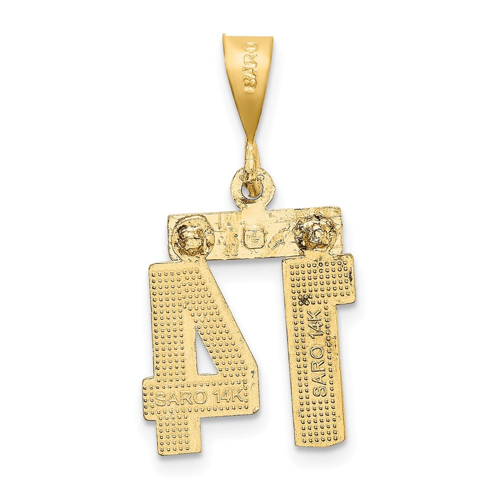 14k Yellow Gold Small Brushed Diamond-cut Number 14 Charm