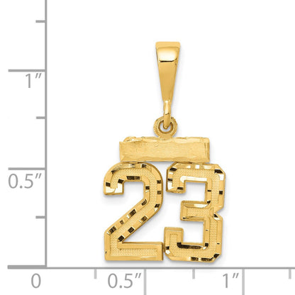14k Yellow Gold Small Brushed Diamond-cut Number 23 Charm