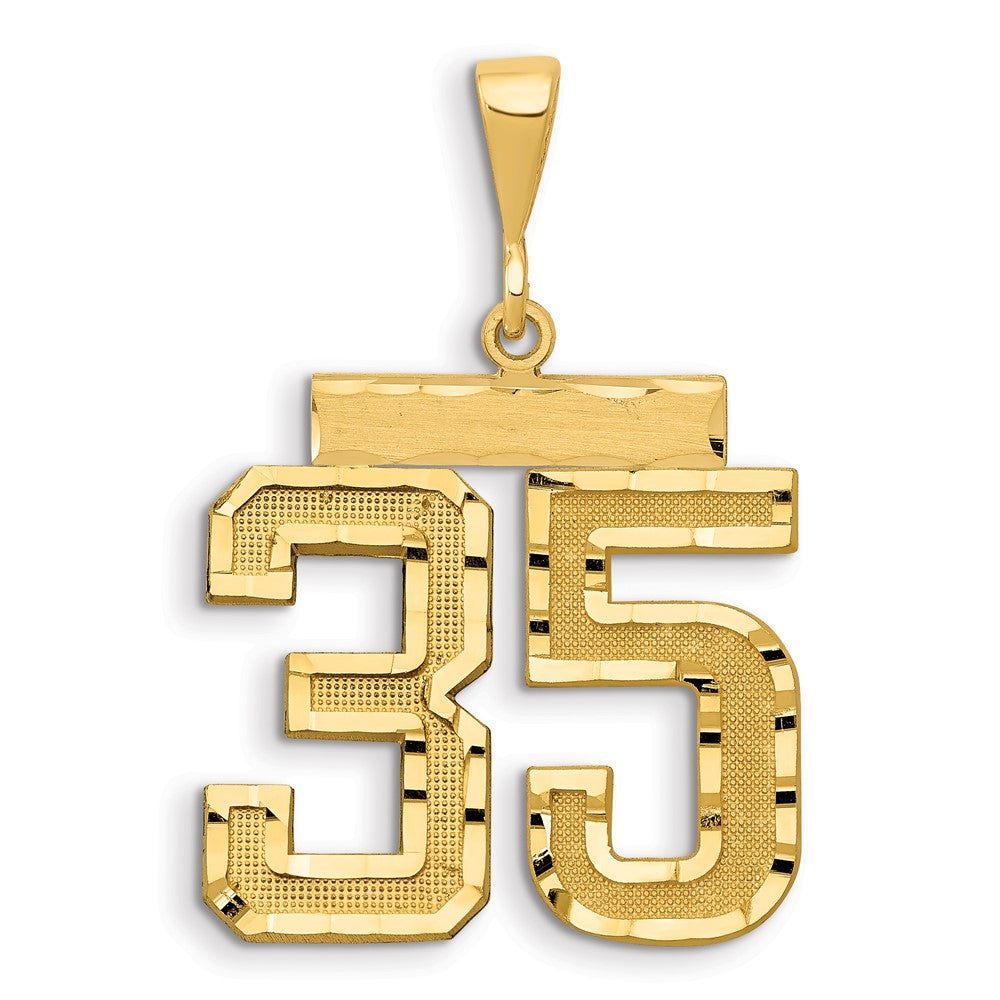 14k Yellow Gold Small Brushed Diamond-cut Number 35 Charm