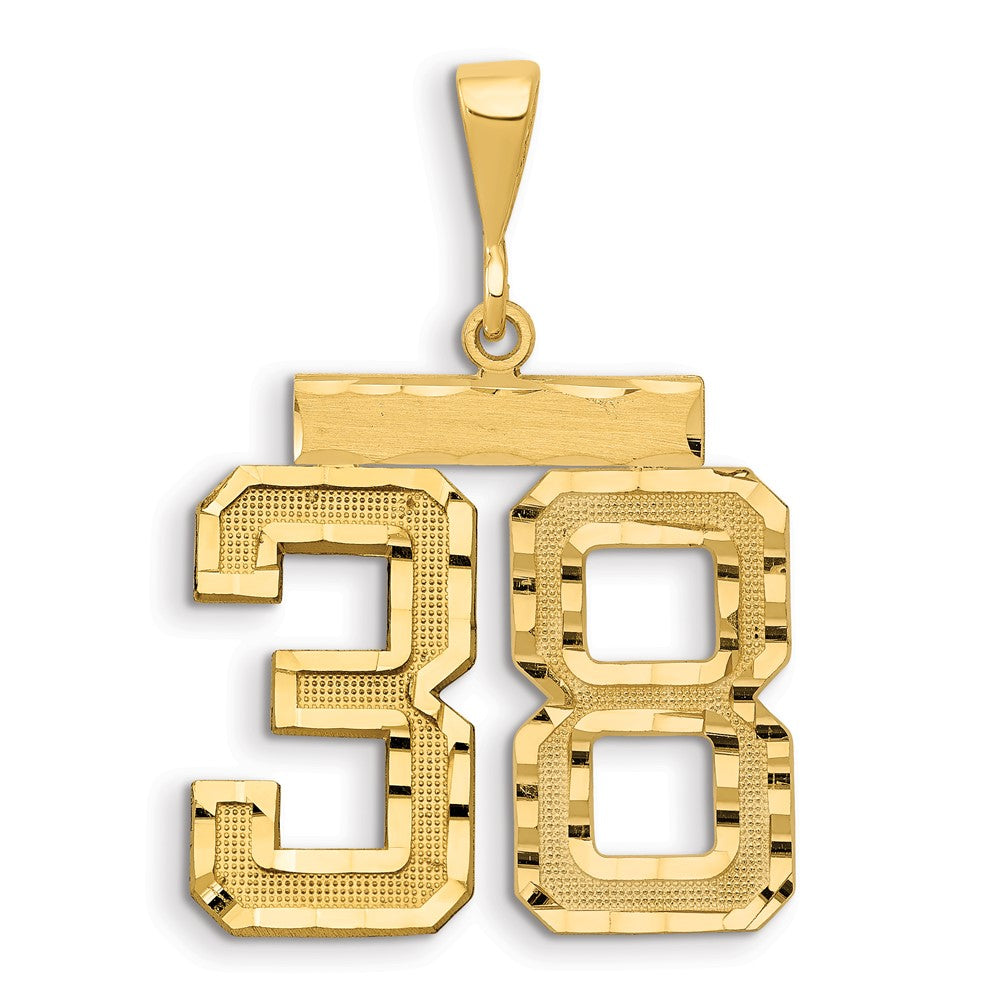 14k Yellow Gold Small Brushed Diamond-cut Number 38 Charm