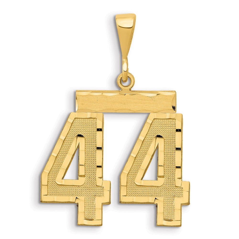14k Yellow Gold Small Brushed Diamond-cut Number 44 Charm
