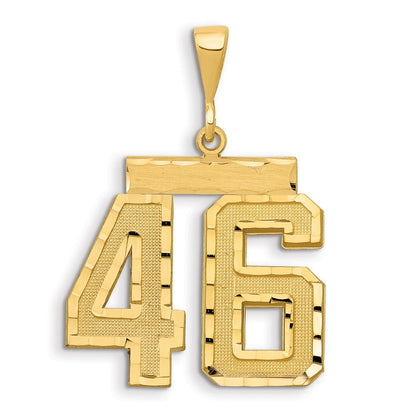 14k Yellow Gold Small Brushed Diamond-cut Number 46 Charm