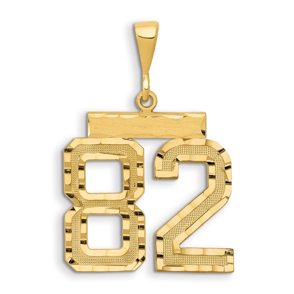 14k Yellow Gold Small Brushed Diamond-cut Number 82 Charm