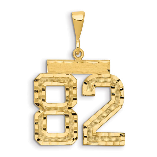 14k Yellow Gold Small Brushed Diamond-cut Number 82 Charm