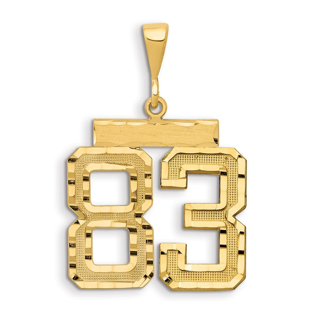 14k Yellow Gold Small Brushed Diamond-cut Number 83 Charm