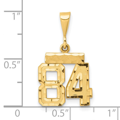 14k Yellow Gold Small Brushed Diamond-cut Number 84 Charm
