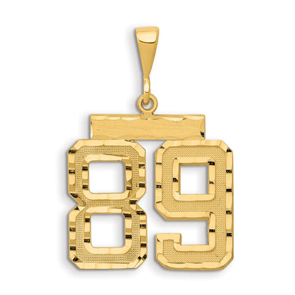 14k Yellow Gold Small Brushed Diamond-cut Number 89 Charm