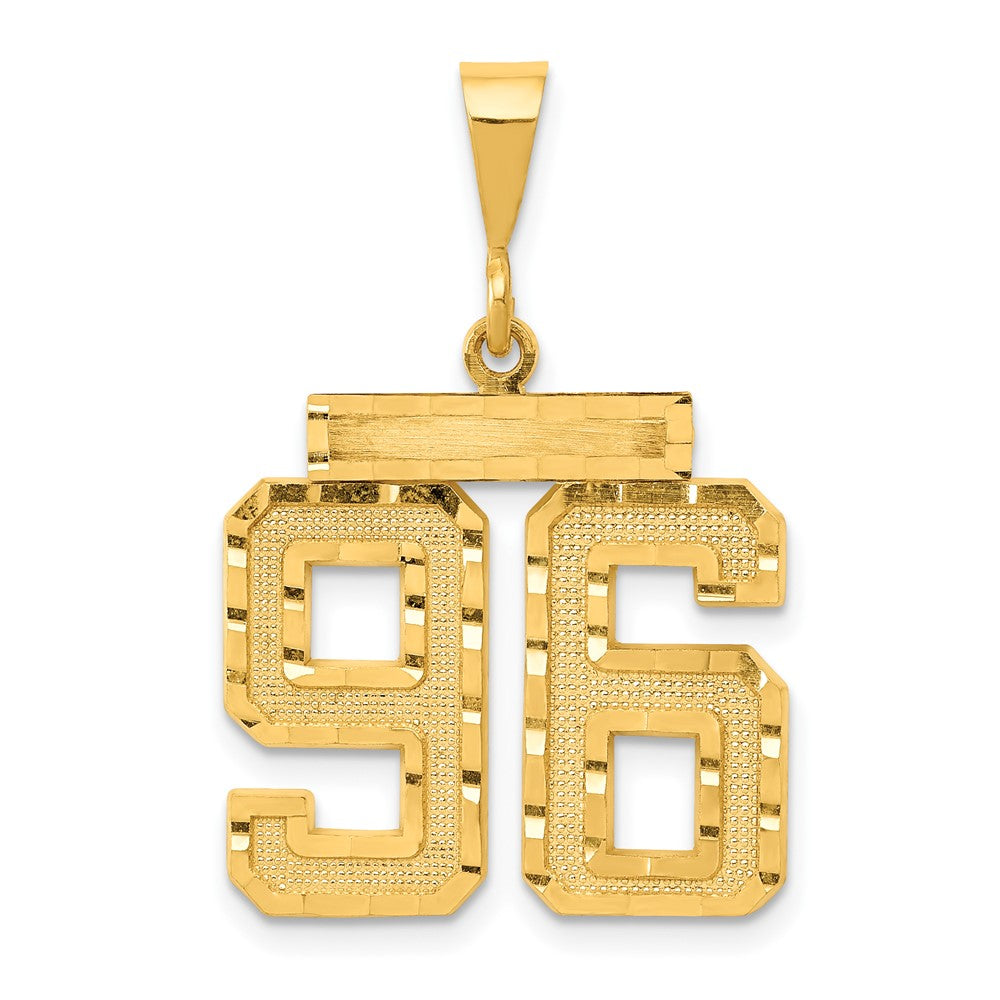 14k Yellow Gold Small Brushed Diamond-cut Number 96 Charm