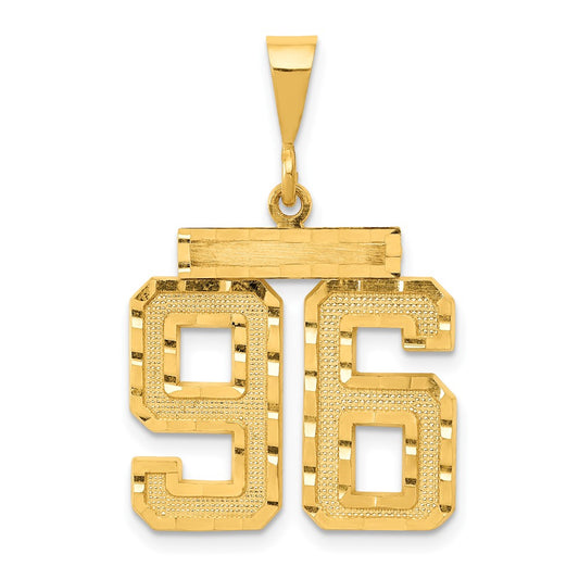 14k Yellow Gold Small Brushed Diamond-cut Number 96 Charm