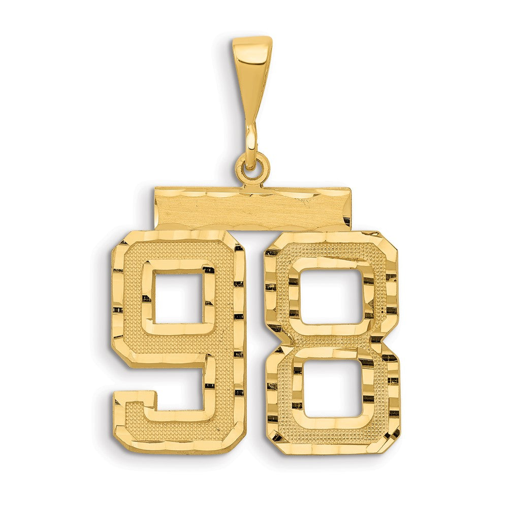 14k Yellow Gold Small Brushed Diamond-cut Number 98 Charm