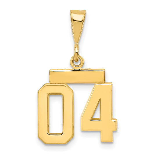 14k Yellow Gold Small Polished Number 04 on Top Charm