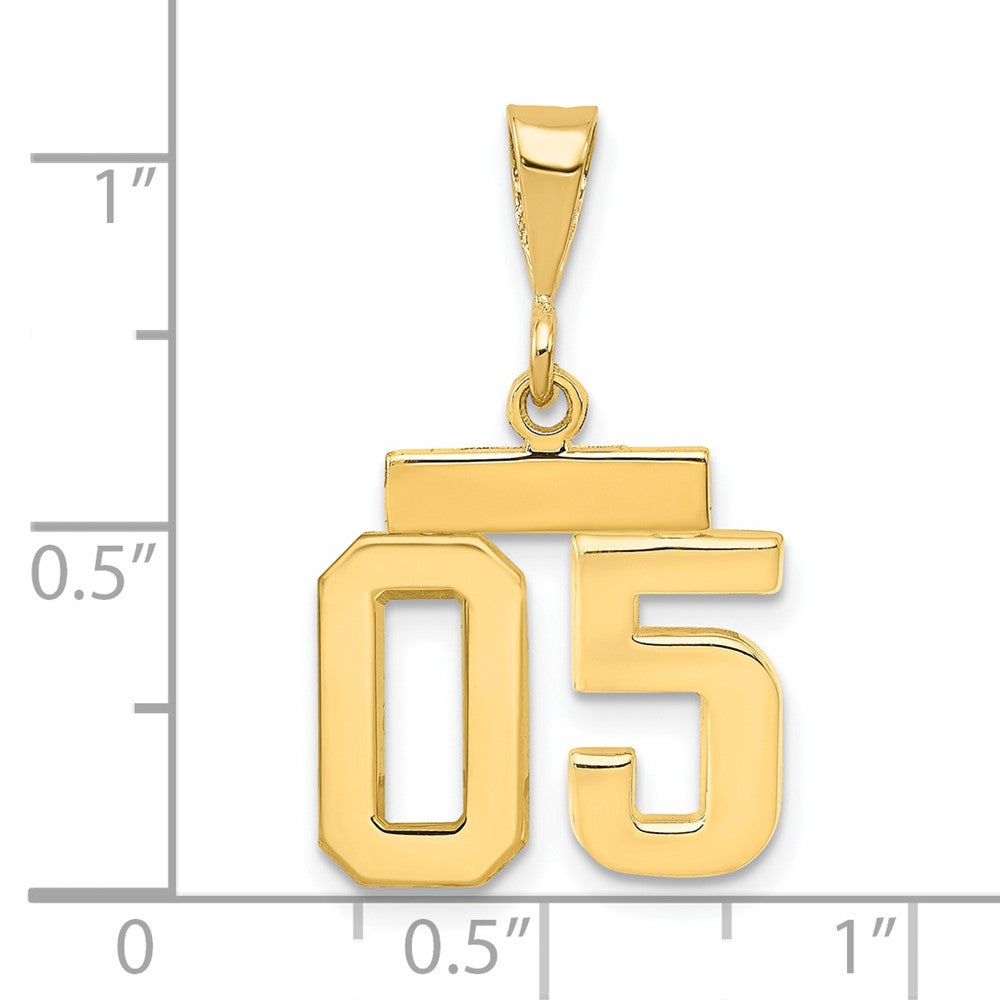 14k Yellow Gold Small Polished Number 05 on Top Charm
