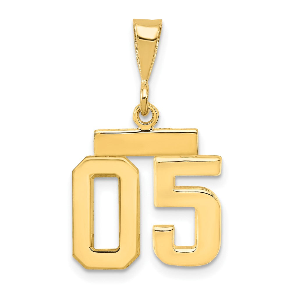 14k Yellow Gold Small Polished Number 05 on Top Charm