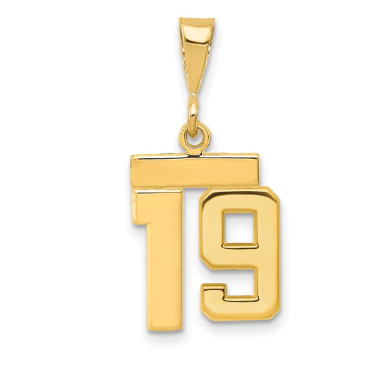 14k Yellow Gold Small Polished Number 19 Charm