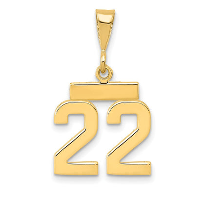 14k Yellow Gold Small Polished Number 22 Charm