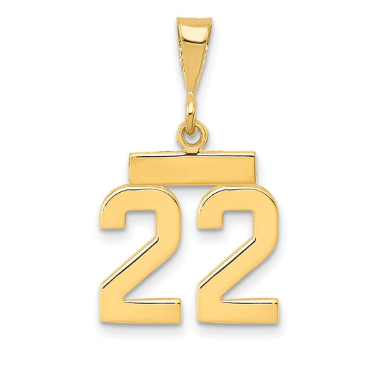 14k Yellow Gold Small Polished Number 22 Charm