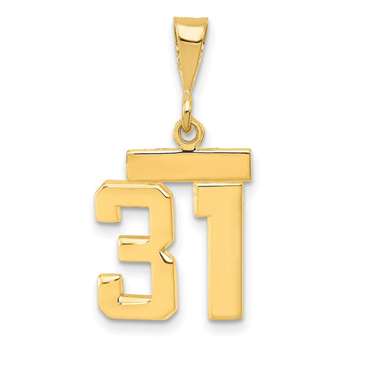 14k Yellow Gold Small Polished Number 31 Charm