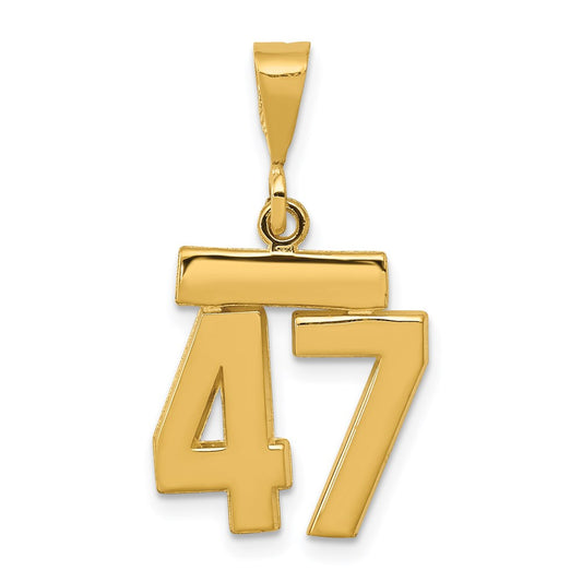 14k Yellow Gold Small Polished Number 47 Charm