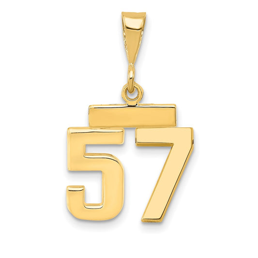 14k Yellow Gold Small Polished Number 57 Charm