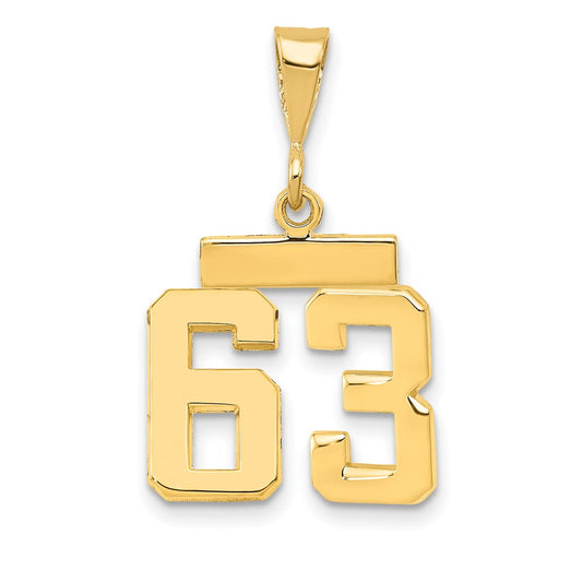 14k Yellow Gold Small Polished Number 63 Charm