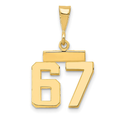 14k Yellow Gold Small Polished Number 67 Charm