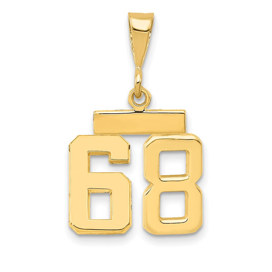 14k Yellow Gold Small Polished Number 68 Charm