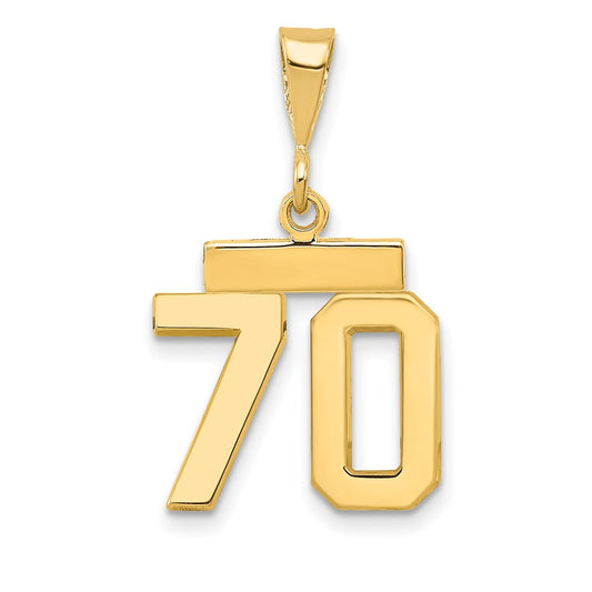 14k Yellow Gold Small Polished Number 70 Charm