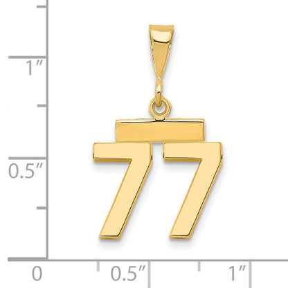 14k Yellow Gold Small Polished Number 77 Charm