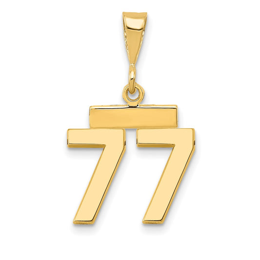 14k Yellow Gold Small Polished Number 77 Charm