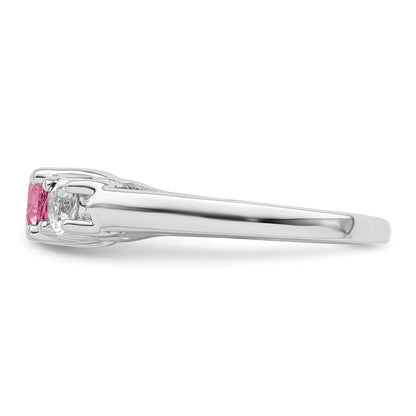 Survivor Collection Sterling Silver Rhodium-plated Clear and Pink Swarovski Topaz Pamela Ring