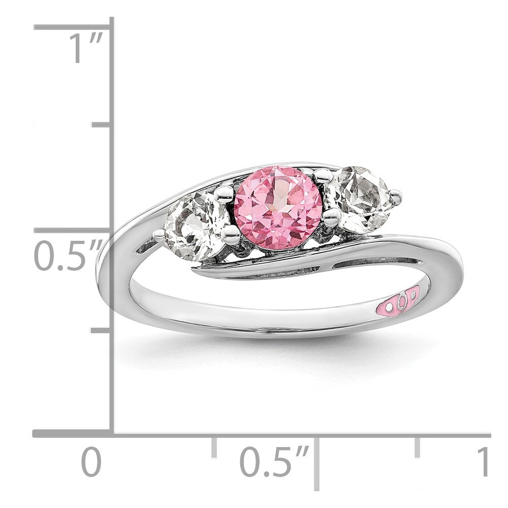 Survivor Collection Sterling Silver Rhodium-plated White and Pink Swarovski Topaz Sue Ring